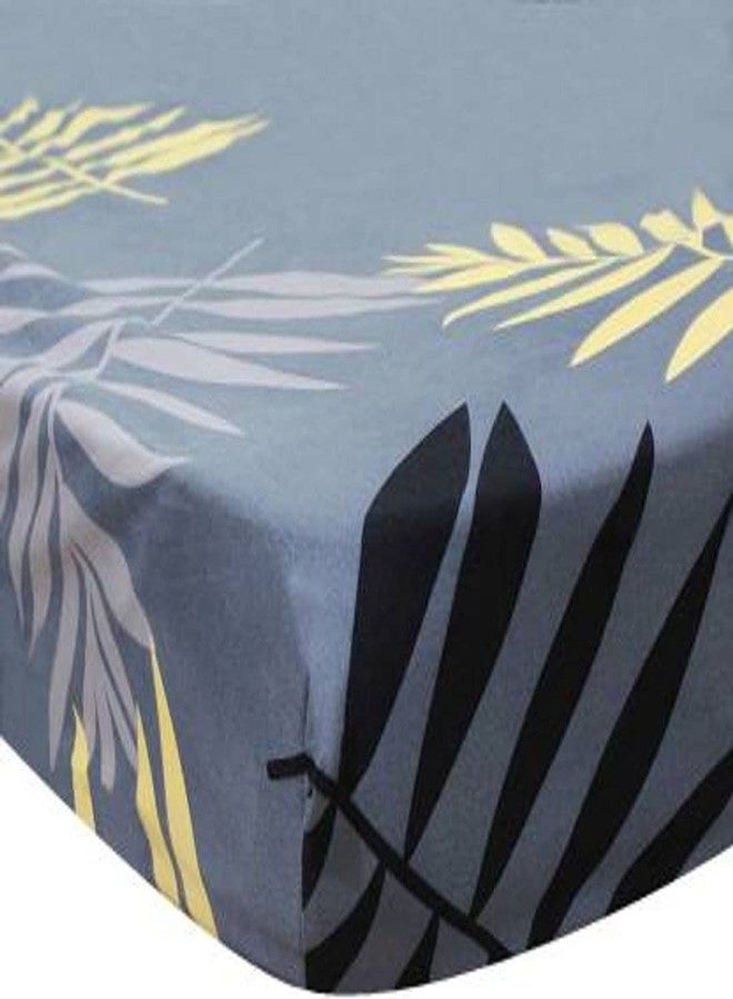 Avinya Cotton Feel Glace Cotton Elastic Fitted Printed Queen Size Double Bed Bedsheet with 2 Pillow Cover(72"x72" Gray) - Image 2