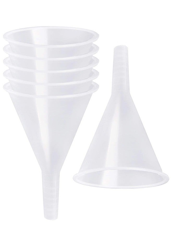 SBYURE 6 Pack Plastic Funnels, 4.6 Inch Multi-Purpose Clear Plastic Funnels with Long Reaching Spout for Science Lab Bottle Filling Liquid,Water Bottle,Easy and Smooth Transfer - Image 1