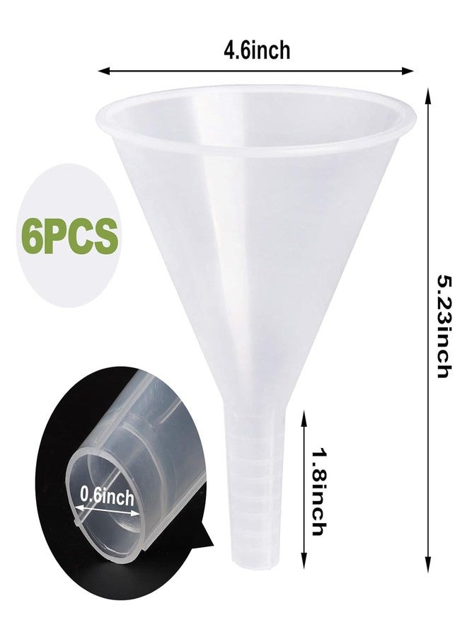 SBYURE 6 Pack Plastic Funnels, 4.6 Inch Multi-Purpose Clear Plastic Funnels with Long Reaching Spout for Science Lab Bottle Filling Liquid,Water Bottle,Easy and Smooth Transfer - Image 2