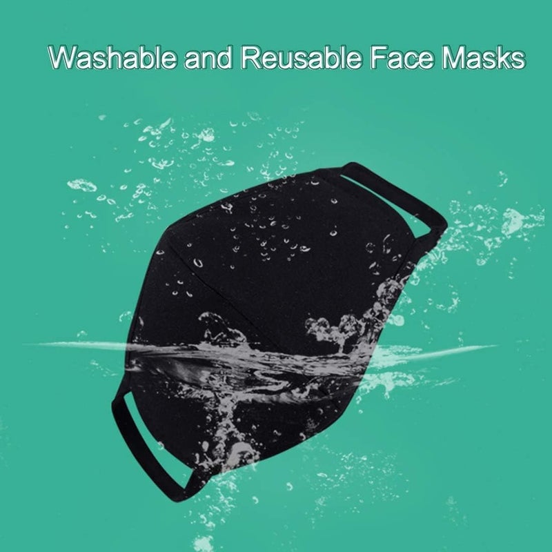 comfso 8 Pack Organic Cotton Face Cover Washable and Reusable - Black Travel Face Mask, Mouth Protection Cloth Masks with Nose Bridge Wire - Soft Fabric for Women Men Outdoor - Image 3