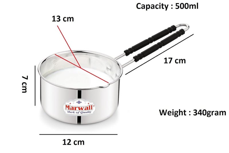 Marwall Stainless Steel Saucepan with HeatResistant Handle Silver 500ml - Image 3