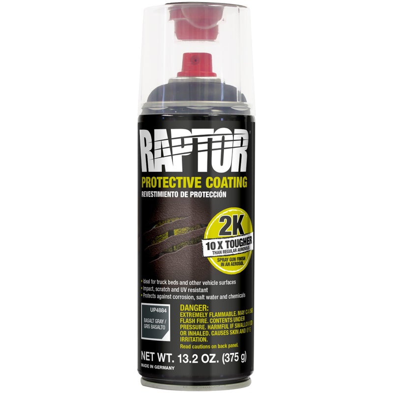 Raptor 2K Bedliner Aerosol Protective Coating SprayOn Truck Bed Liner Impact Scratch UV Resistant Basalt Gray 132 OZ