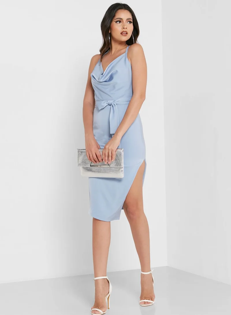 lavish alice Cowl Neck Side Slit Dress