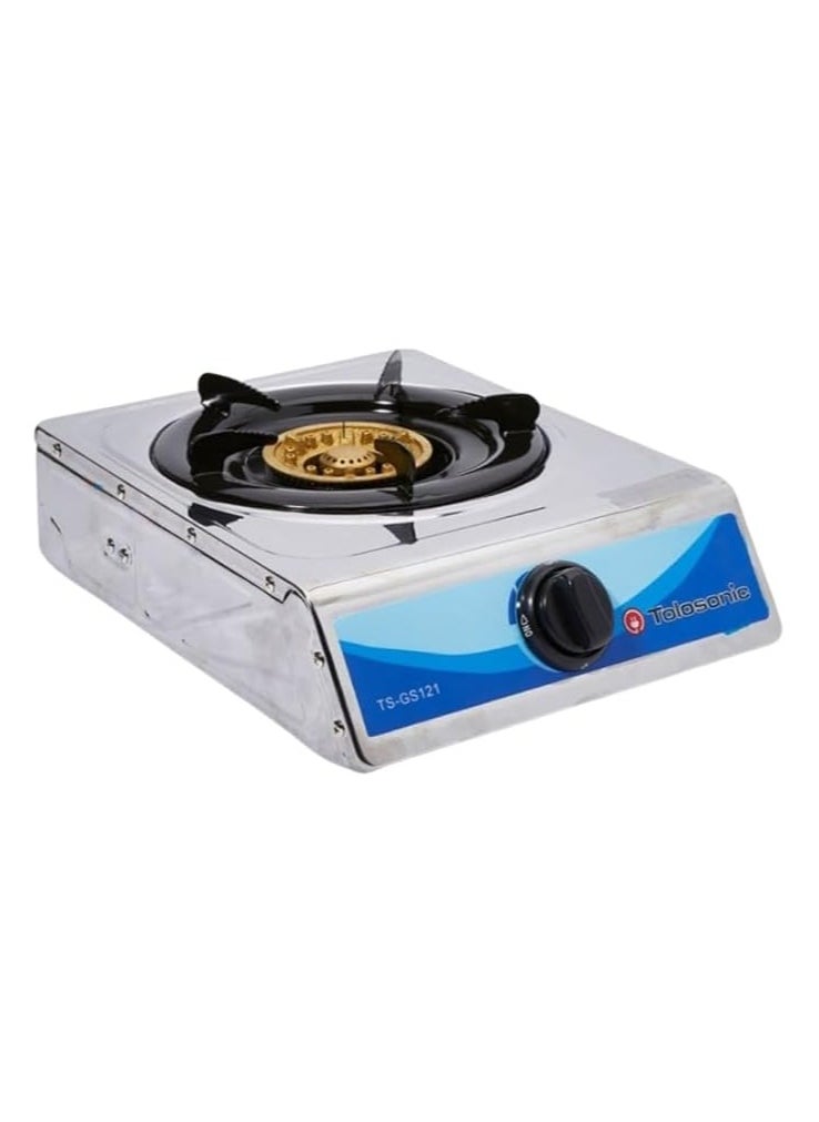 Mebashi - Tolosonic Single Burner Stainless Steel Cooktop, Highly efficient Blue Flame, (TS-GS121) - Image 1