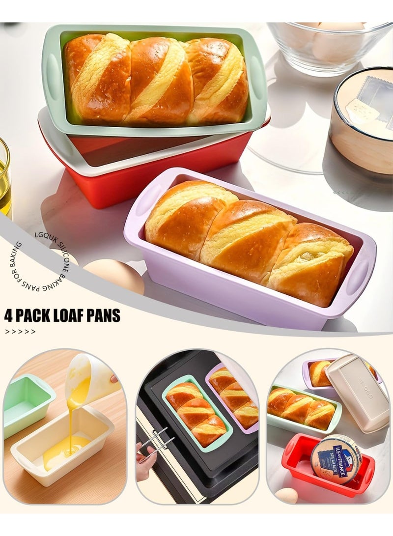 صينية رغيف خبز سيليكون صغيرة، صواني خبز غير لاصقة للخبز، قوالب خبز سيليكون مرنة للخبز، الكعكة، كعكة اللحم مقاس: 7.5 بوصة طول × 3.7 بوصة عرض × 2.1 بوصة ارتفاع (4 قطع - أحمر + أخضر + أبيض + بنفسجي) (Note: "Meatloaf" was translated literally as "cake of meat") - Image 4