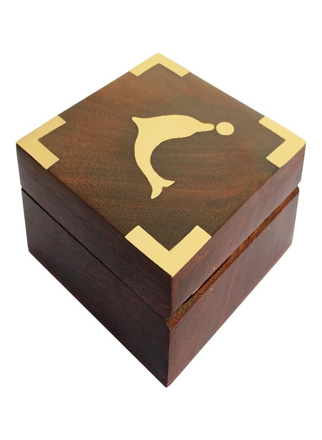 ات او اس 365 صندوق تخزين مجوهرات خشبي مصنوع يدويًا من ITOS365 للنساء والرجال، منظم مجوهرات بتصميم دولفين، ديكور منزلي، هدية مثالية - Image 4