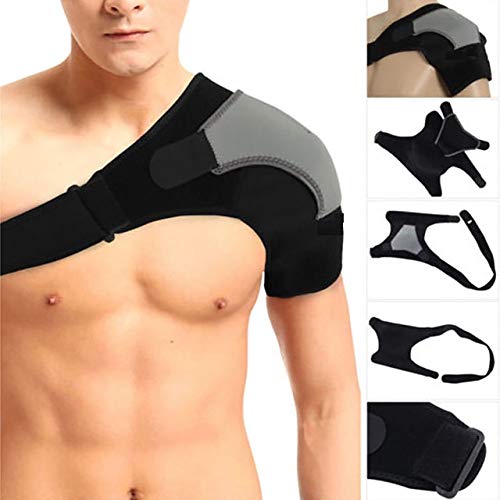 TIMA Shoulder Support Double Lock Neoprene Adjustable Stretch Strap Brace Support Medical Posture Compression Shoulder Pad, Black & Grey, Universal, 1 Unit - Image 4