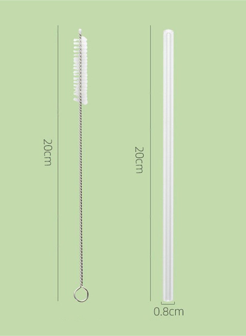 10Pcs Reusable Transparent Glass Drinking Straws, Heat-resistant Glass Straw with 4Pcs Straw Brush, 20cm - Image 5