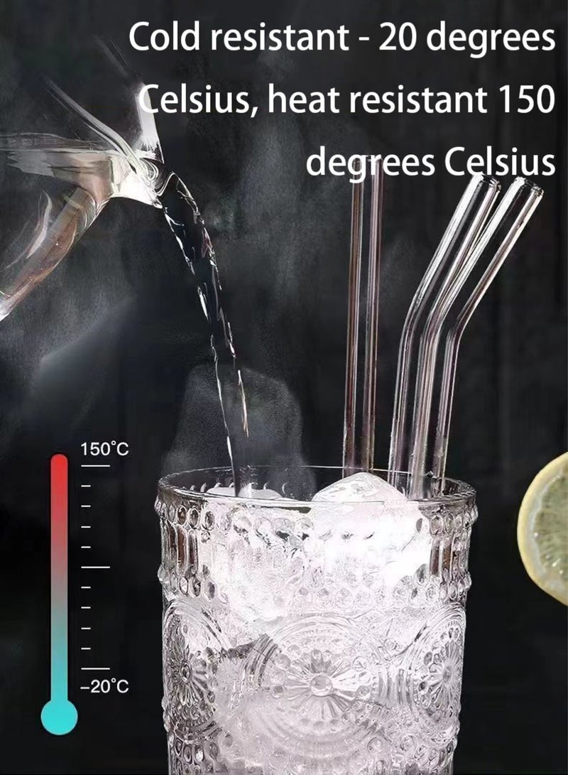 10Pcs Reusable Transparent Glass Drinking Straws, Heat-resistant Glass Straw with 4Pcs Straw Brush, 20cm - Image 2