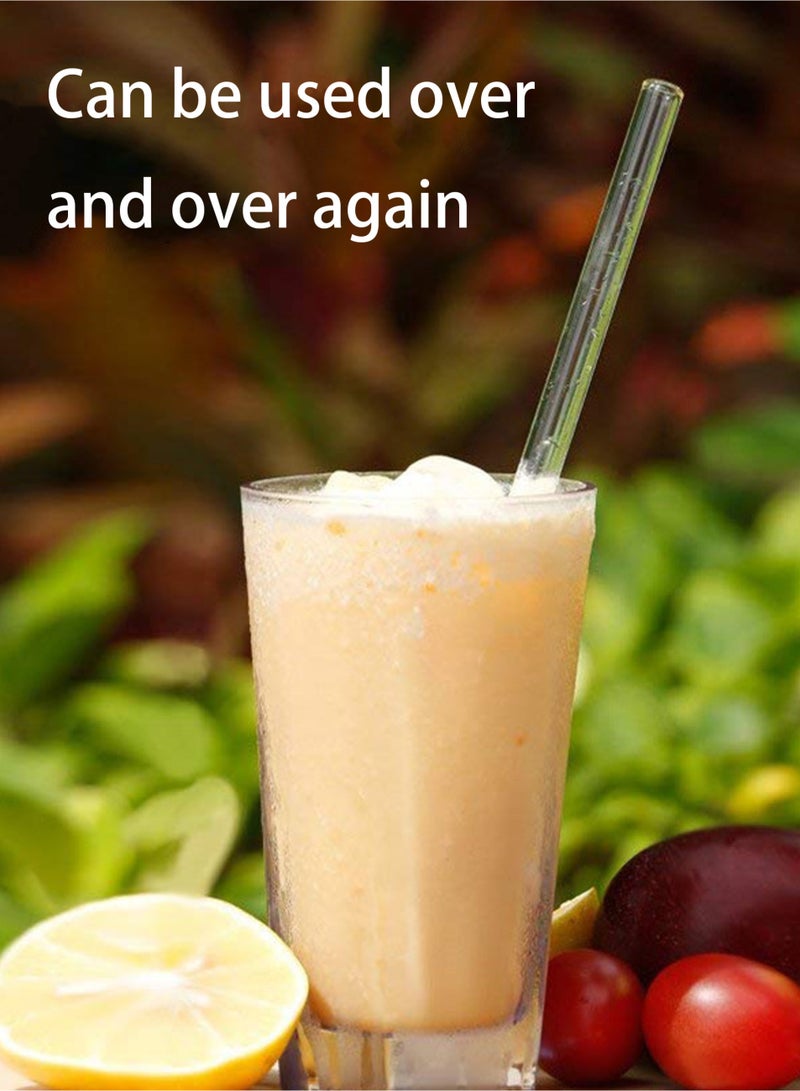 10Pcs Reusable Transparent Glass Drinking Straws, Heat-resistant Glass Straw with 4Pcs Straw Brush, 20cm - Image 3