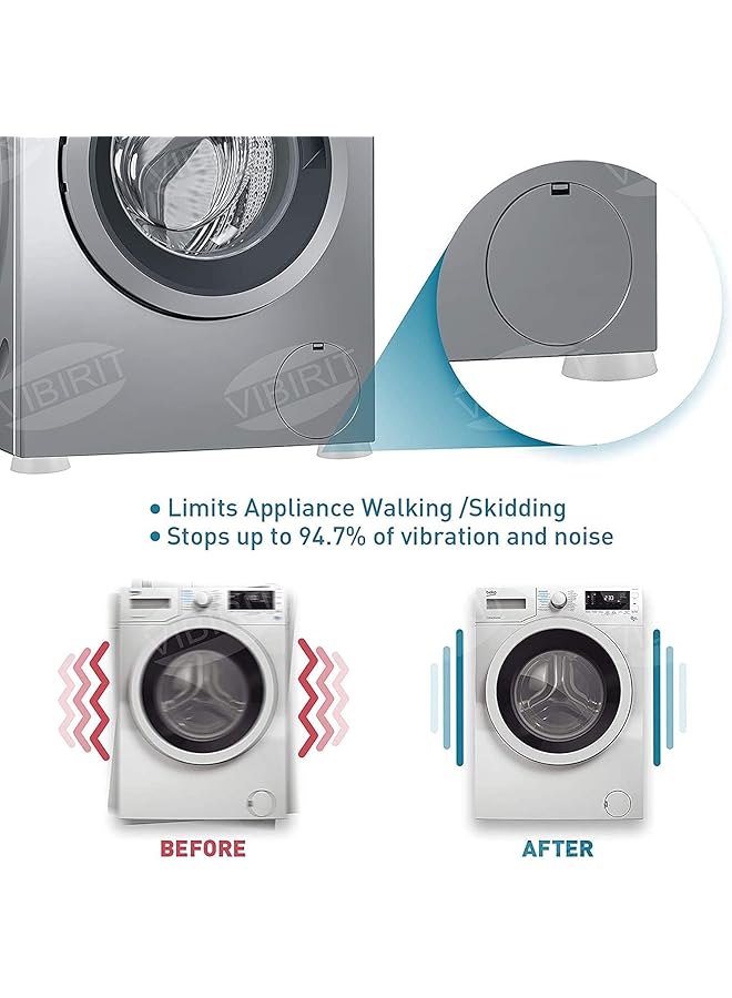 إيروريكس وسادة أقدام الغسالة، أقدام مطاطية مضادة للاهتزاز، لا تنزلق، واقي للأرضيات، ممتص للصدمات، وسادة أقدام الغسالة لمجفف الملابس والثلاجة وجهاز المشي والطاولة والكرسي - Image 2