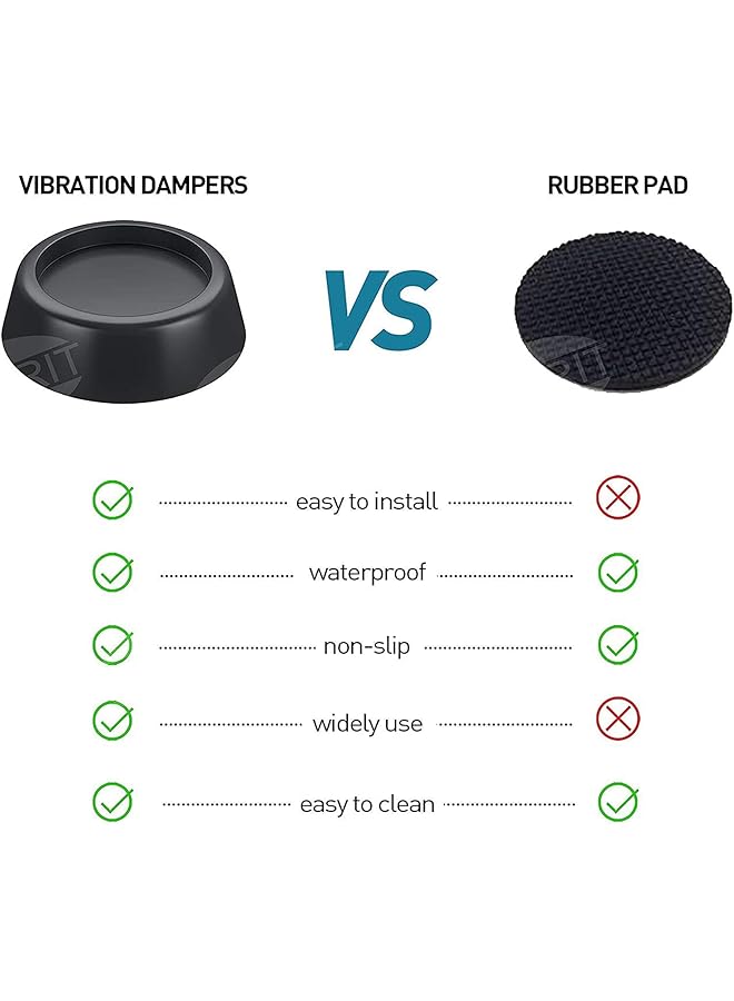 إيروريكس وسادة أقدام الغسالة، أقدام مطاطية مضادة للاهتزاز، لا تنزلق، واقي للأرضيات، ممتص للصدمات، وسادة أقدام الغسالة لمجفف الملابس والثلاجة وجهاز المشي والطاولة والكرسي - Image 4