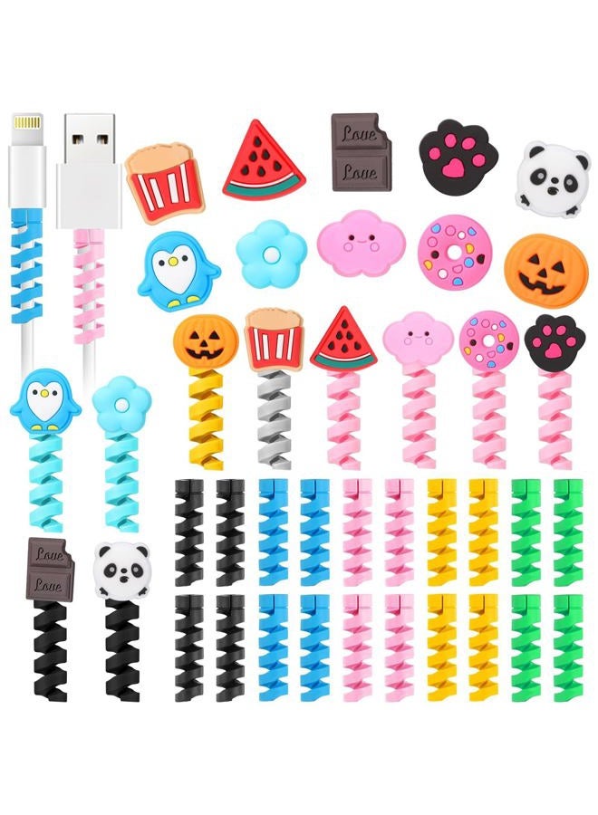 Flutesan 40 Pieces Phone Protect Accessory Charging Cable Protectors Cute Charger Protectors Cord Protector Cord Saver USB Charger for Cellphone Data Lines, Various Styles - Image 1