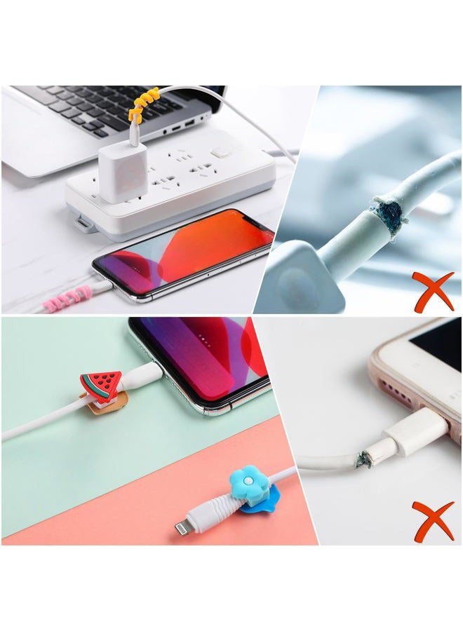 Flutesan 40 Pieces Phone Protect Accessory Charging Cable Protectors Cute Charger Protectors Cord Protector Cord Saver USB Charger for Cellphone Data Lines, Various Styles - Image 3