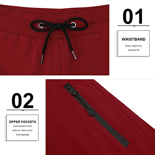 PIDOGYM Men's 5" Gym Workout Shorts,Fitted Jogging Short Pants for Bodybuilding Running Training with Zipper Pockets Wine Red - Image 5