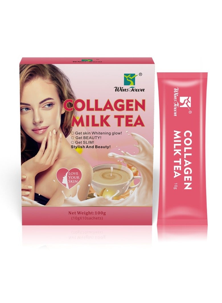 Wins Town Collagen Milk Tea, Antioxidant Glow Skin Whitening Milk Tea, Proten Rich Healthy Skin Care Tea, Safe And Natural Women Skin Treatment Tea For Whitening And Brightening Of Skin  - Image 1