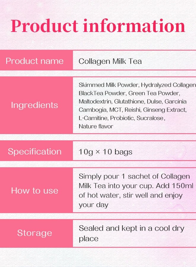Wins Town Collagen Milk Tea, Antioxidant Glow Skin Whitening Milk Tea, Proten Rich Healthy Skin Care Tea, Safe And Natural Women Skin Treatment Tea For Whitening And Brightening Of Skin  - Image 4