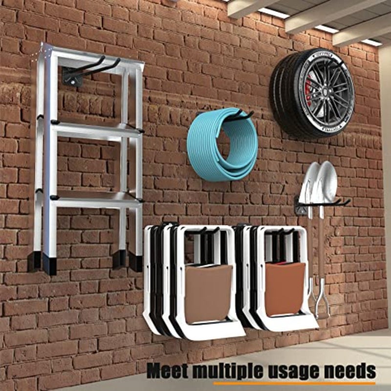 Garage Hooks, Heavy Duty Garage Hooks -12.4 Inch Wall Mount Hangers for Chairs, Power Tools, Garden Tools, Tires and More - Max 120 lbs 4-Pack - Image 5