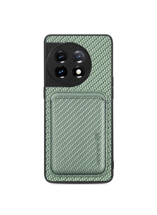 اس-توب جراب هاتف OnePlus 11 مصنوع من ألياف الكربون والجلد مع بطاقة مغناطيسية Magsafe - Image 1