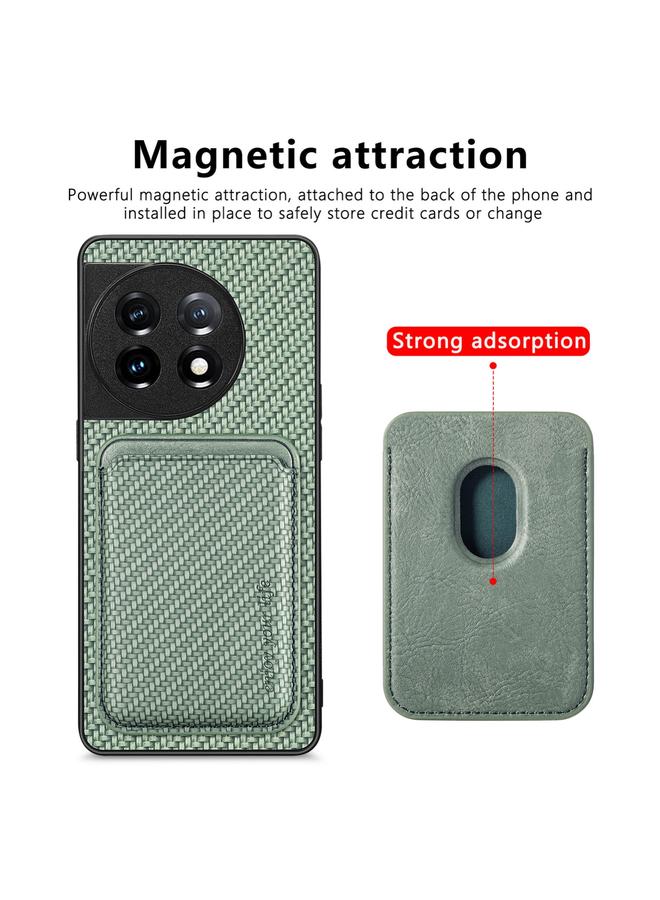 اس-توب جراب هاتف OnePlus 11 مصنوع من ألياف الكربون والجلد مع بطاقة مغناطيسية Magsafe - Image 4