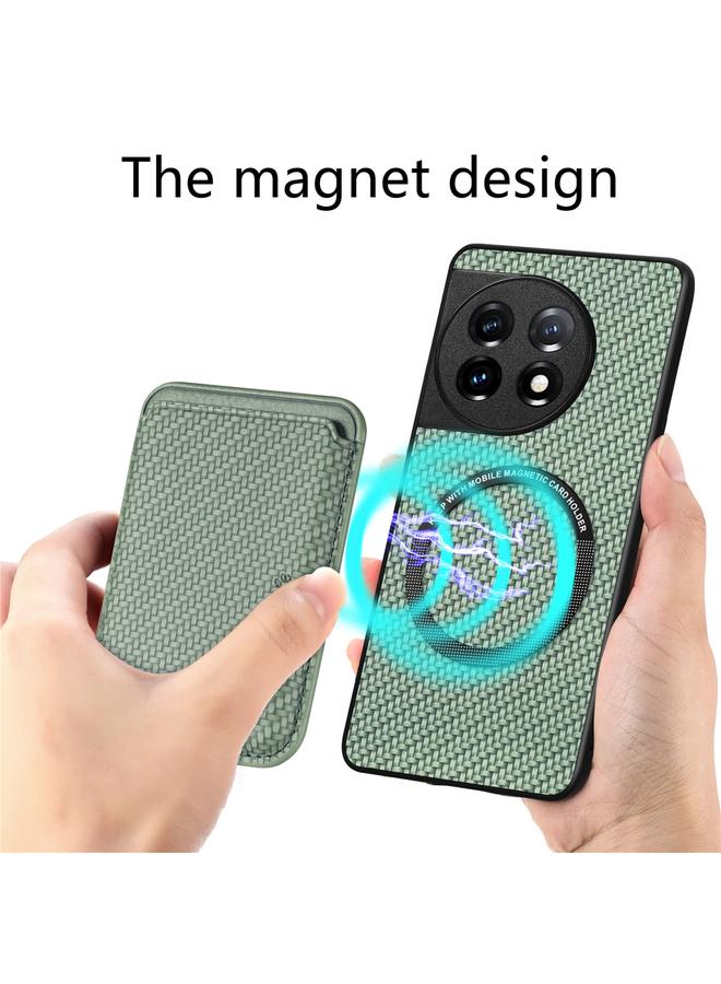 اس-توب جراب هاتف OnePlus 11 مصنوع من ألياف الكربون والجلد مع بطاقة مغناطيسية Magsafe - Image 5