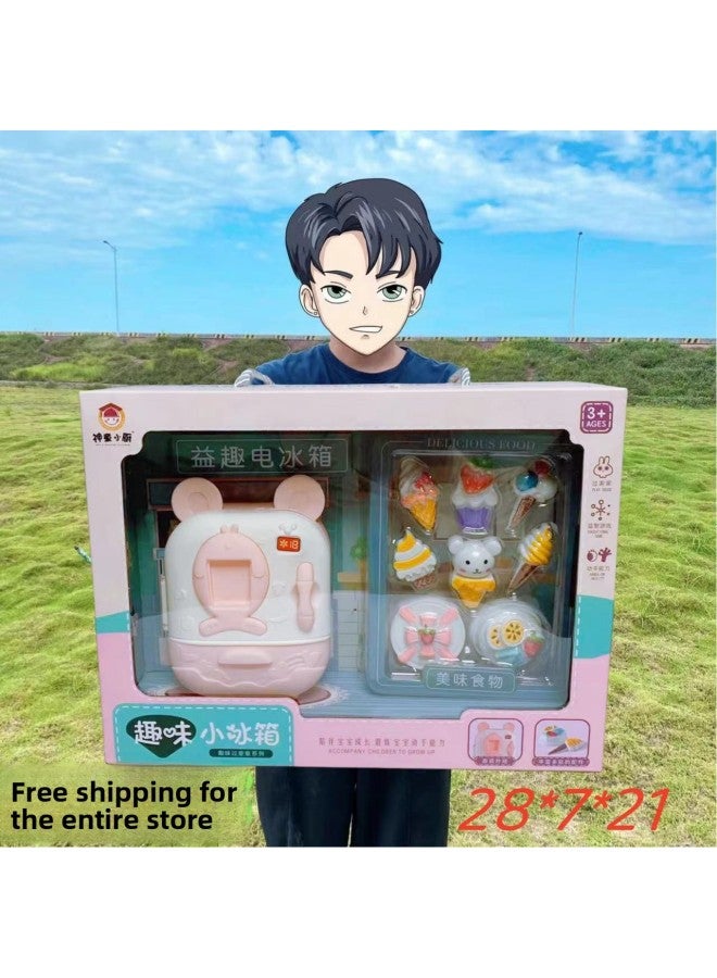 Free Shipping Kidsren Play House Toys Artificial Fun Refrigerator Kitchen Tableware Set Girls Gift Toys Wholesale