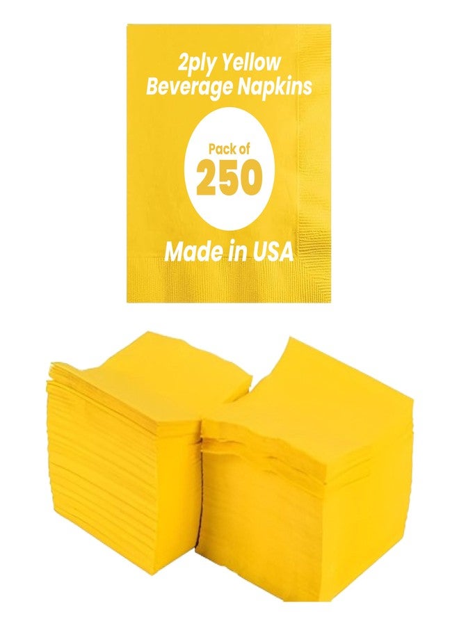 Perfectware - PW-2 Ply Yellow Bev-250 2 Ply Yellow Beverage Napkins- Pack of 250ct - Image 1