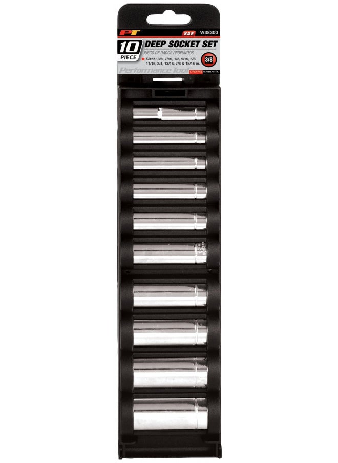 Performance Tool Performance Tool W38300 3/8" Drive 10-Piece SAE Deep Socket Set  - Image 2
