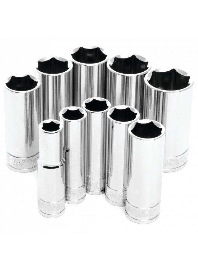 Performance Tool Performance Tool W38300 3/8" Drive 10-Piece SAE Deep Socket Set  - Image 1