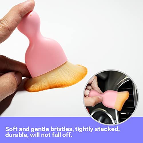 AOCISKA Car Interior Detailing Brush,Soft Bristle Cleaning Brush Car Detailing Brush Dusting Brush,Car Interior Cleaning Tool,Auto Detail Brush Car Dash Duster Brush (Pink with Cap) - Image 4