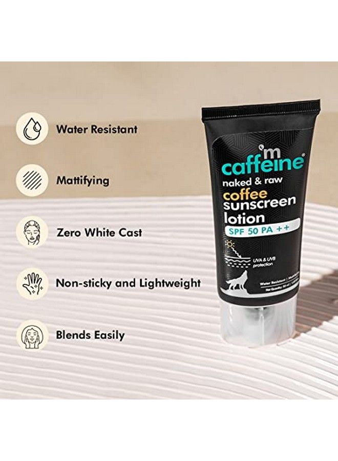 MCaffeine واقي شمسي بلون القهوة غير اللامع بعامل حماية من أشعة الشمس فوق البنفسجية الطويلة والمتوسطة 50 Pa++ للحماية من أشعة الشمس فوق البنفسجية الطويلة والمتوسطة وإصلاحها؛ لوشن خفيف الوزن ومقاوم للماء بدون طبقة بيضاء؛ واقي شمسي للنساء والرجال (50 مل) - Image 3