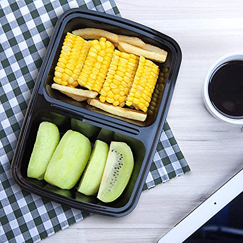 Enther Meal Prep Containers [20 Pack] 2 Compartment with Lids, Food Storage Bento Box | BPA Free | Stackable | Reusable Lunch Boxes, Microwave/Dishwasher/Freezer Safe, Portion Control (32 oz) - Image 2