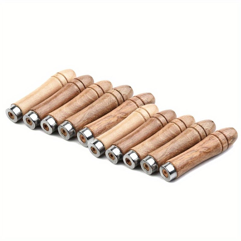 10pcs Ergonomic Wooden File Handles With Strong Metal Collar Rust Proof Replacement - Image 5