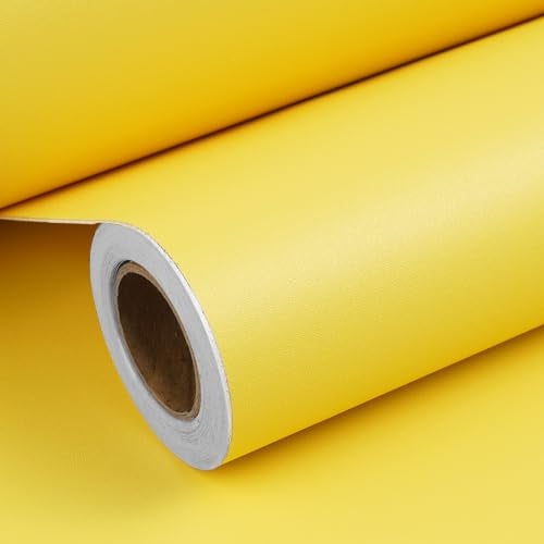 ReWallpaper Yellow Wallpaper Peel and Stick Wall Paper for Kids Room Boys Girls Bedroom Nursery Playroom Lemon Yellow Contact Paper for Cabinets Desk Classroom Kitchen Counter Vinyl Wrap 177in65ft - Image 1