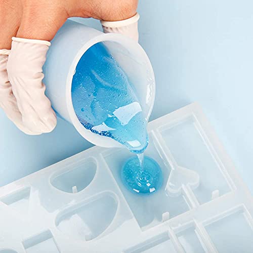 Jubilant Silicone Resin Measuring Cups Tool Kit- 250 & 100 ml Measure Cups, Silicone Popsicle Stir Sticks & Spatula, Pipettes, Gloves for Epoxy Resin Mixing, Molds, Jewelry Making, Waxing, Easy Clean - Image 2