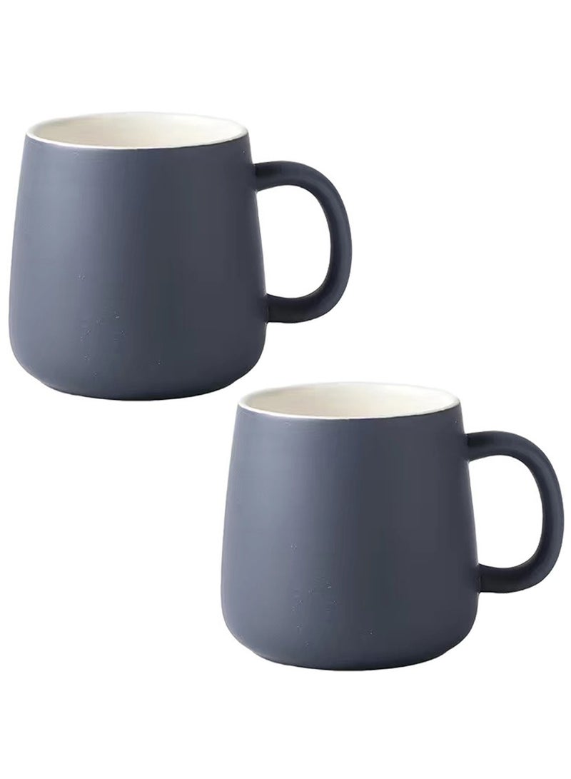 Qiccijoo Coffee Mug Set for 2,Ceramic Coffee Cups With Big Handle 400ml/14 Oz Drink Cup for Latte/Cappuccino/Cocoa/Tea/Milk(Grey) - Image 1