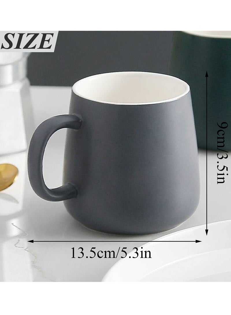 Qiccijoo Coffee Mug Set for 2,Ceramic Coffee Cups With Big Handle 400ml/14 Oz Drink Cup for Latte/Cappuccino/Cocoa/Tea/Milk(Grey) - Image 2