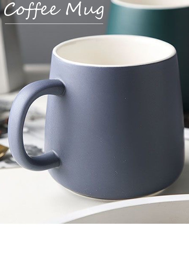 Qiccijoo Coffee Mug Set for 2,Ceramic Coffee Cups With Big Handle 400ml/14 Oz Drink Cup for Latte/Cappuccino/Cocoa/Tea/Milk(Grey) - Image 3