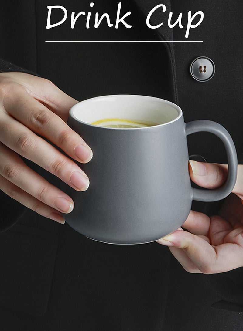 Qiccijoo Coffee Mug Set for 2,Ceramic Coffee Cups With Big Handle 400ml/14 Oz Drink Cup for Latte/Cappuccino/Cocoa/Tea/Milk(Grey) - Image 4