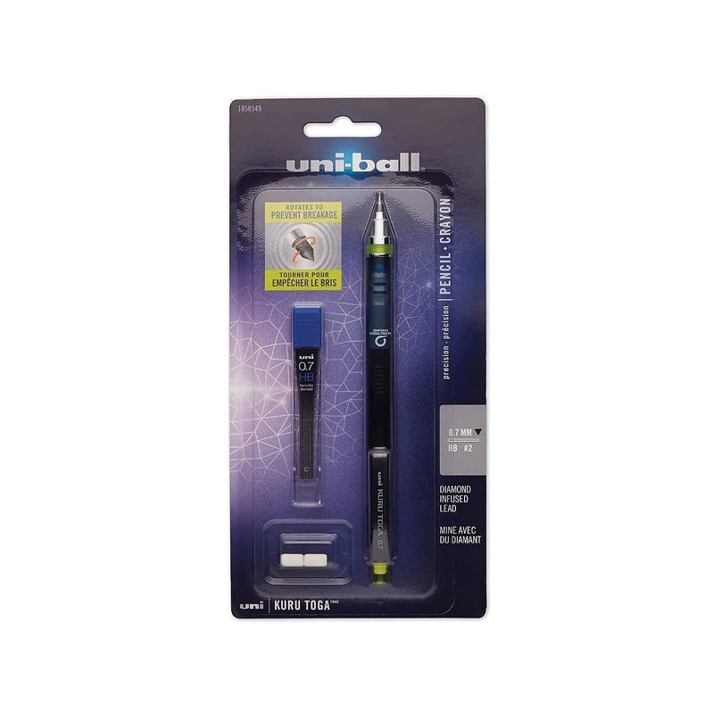 Sanford uni-ball 1858549 KuruToga Mechanical Pencil, 0.7 mm, Black/Green Barrel - Image 1