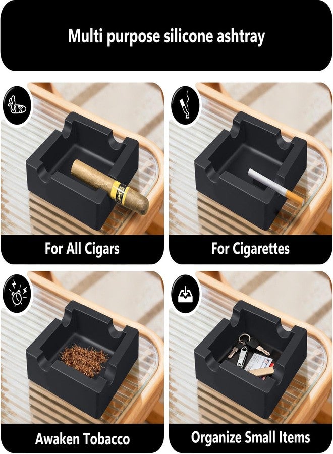 roygra Ash Tray Outdoors (2 Pack), Cigar Outdoor Ashtray for Patio Decor, Cigar Smoking Accessories for Men, Ashtray for Outside Patio with 4 Holder, Ashtrays for Smokers Indoor, Men Cigars to Smoke - Image 2