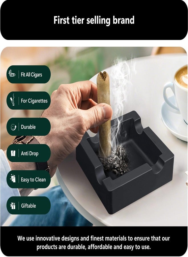 roygra Ash Tray Outdoors (2 Pack), Cigar Outdoor Ashtray for Patio Decor, Cigar Smoking Accessories for Men, Ashtray for Outside Patio with 4 Holder, Ashtrays for Smokers Indoor, Men Cigars to Smoke - Image 5