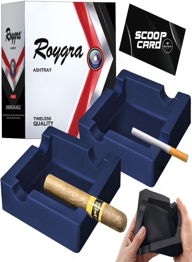 roygra Ash Tray Outdoors (2 Pack), Cigar Outdoor Ashtray for Patio Decor, Cigar Smoking Accessories for Men, Ashtray for Outside Patio with 4 Holder, Ashtrays for Smokers Indoor, Men Cigars to Smoke - Image 1