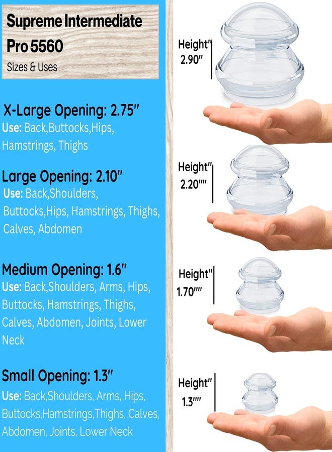 Cupping Warehouse TM Cupping Warehouse Supreme 4 Intermediate Pro 5560 Silicone Cupping Set for Beginners – Medical-Grade, for Massage Therapy, Pain Relief, Body Sculpting & Cellulite Reduction, 4 Sizes (S, M, L, XL) - Image 4
