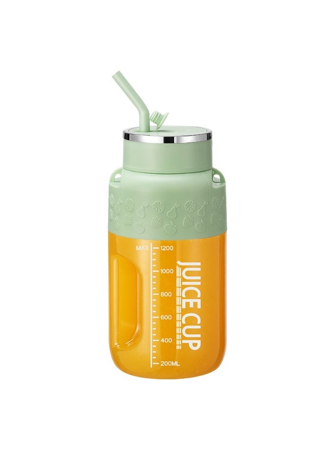 Portable Blender Cup, Water Bottle, Personal Juicer Blender for Shakes & Smoothies, Shaker Bottle Travel Cup, Mini Blenders Cups for Kitchen, USB Rechargeable (1200ML Green)