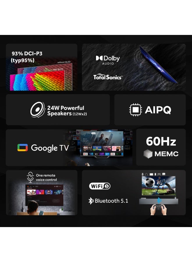 Haier 65 Inch 4K QLED Smart Google TV | Gaming@120 Hz | Dolby Audio | MEMC/VRR/ALLM | 2+32GB RAM/ROM | Voice Control | HDR10 | Chromecast | HDMI 2.1 | Premium Bezel-Less Design - H6F 65H6F Black - Image 2