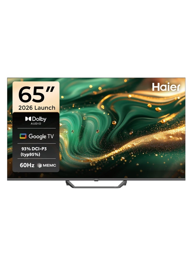 Haier 65 Inch 4K QLED Smart Google TV | Gaming@120 Hz | Dolby Audio | MEMC/VRR/ALLM | 2+32GB RAM/ROM | Voice Control | HDR10 | Chromecast | HDMI 2.1 | Premium Bezel-Less Design - H6F 65H6F Black - Image 1