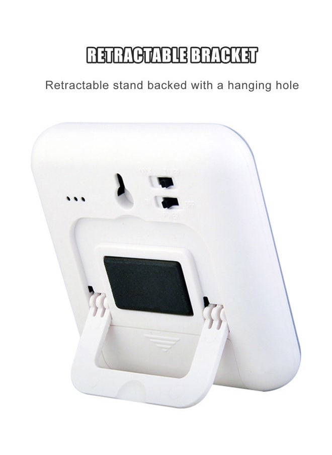 Temperature Alarm Thermometer with LCD Display White