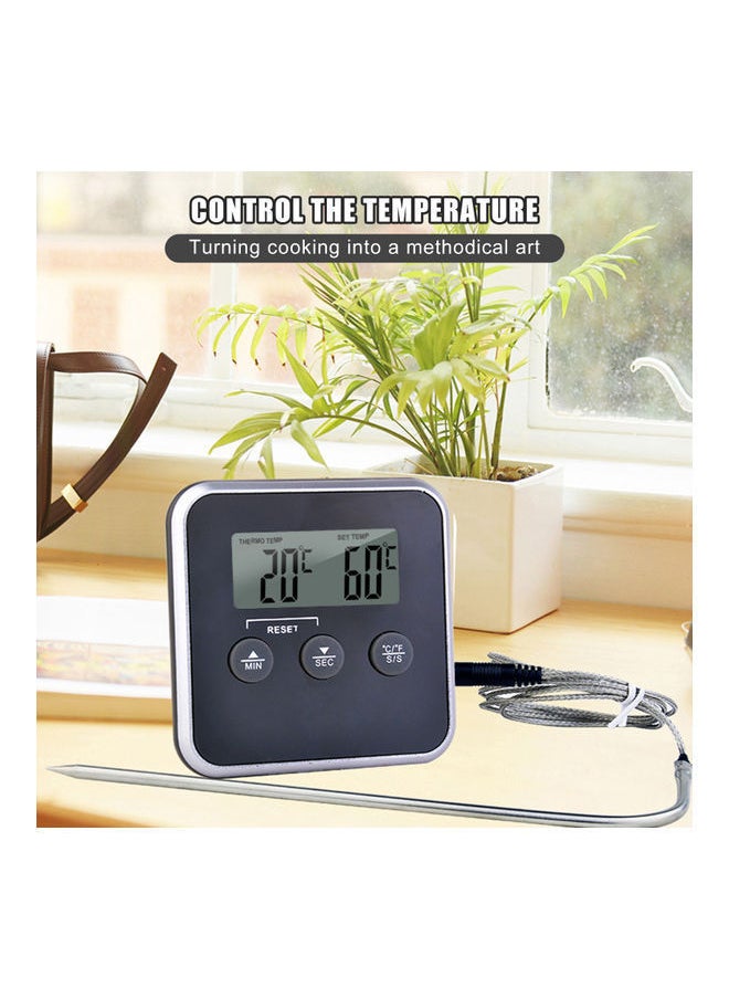 Temperature Alarm Thermometer with LCD Display White