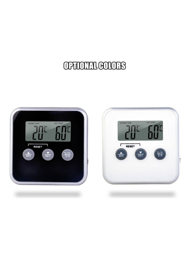 Temperature Alarm Thermometer with LCD Display White